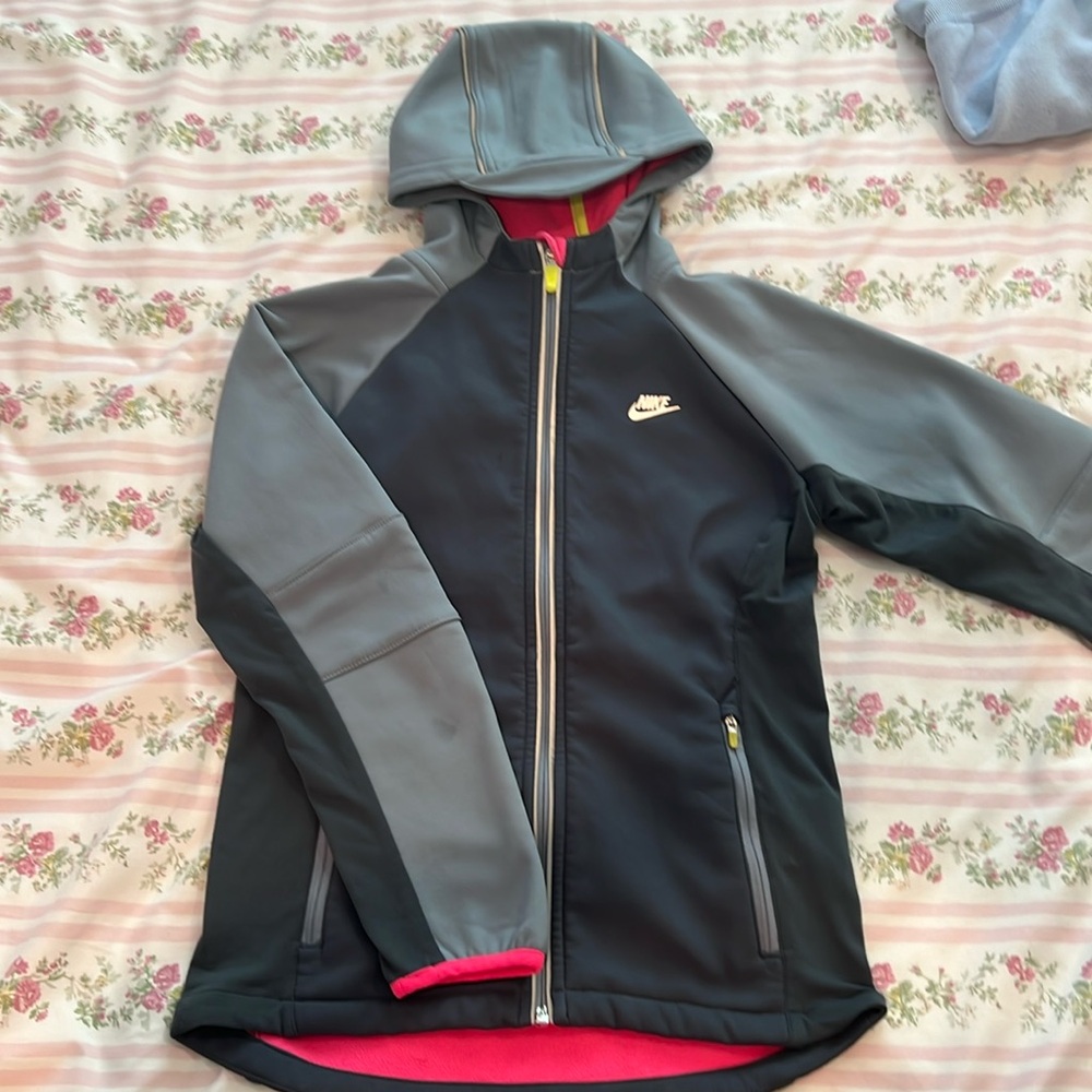 Nike Gray and Pink Hooded Jacket girl size medium